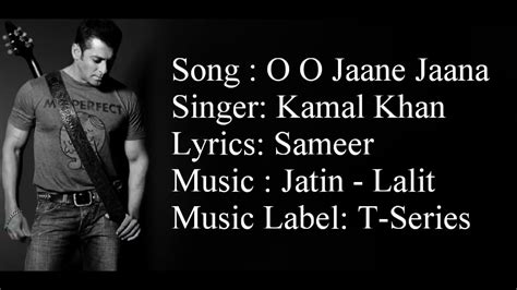 O O Jaane Jaana Full Song With Lyrics Kamal Khan Salman Khan Pyar