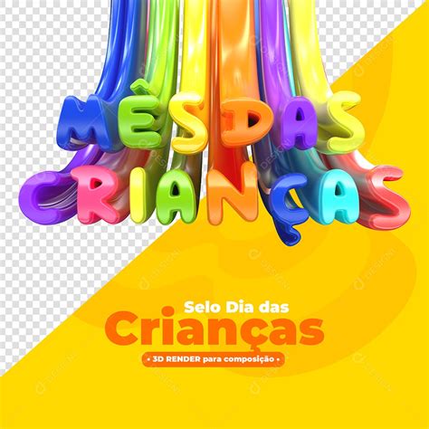 Mês Das Crianças Selo 3d Colorido Para Composição Psd Download Designi