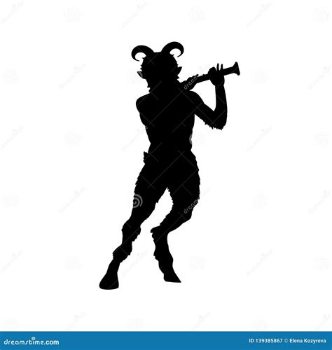 Satyr Faun Game Pipe Silhouette Ancient Mythology Fantasy Cartoon