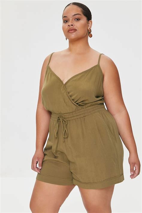 Plus Size Surplice Cami Romper