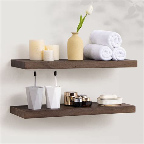 Axeman Floating Shelves Inch Deep Rustic Solid Elm Wood Wall Shelves