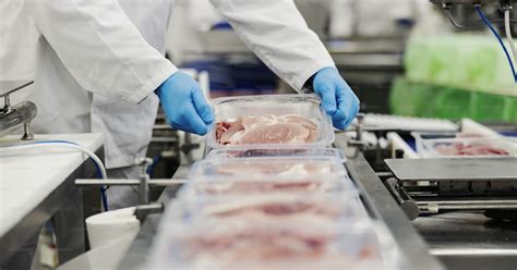 Primer Plano De Un Trabajador De La Industria Cárnica Recogiendo Carne