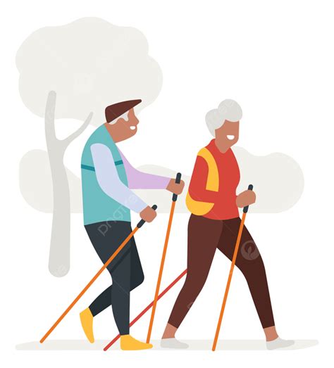 Nordic Walking Concept Walk Sticks Walk On Hair PNG And Vector With