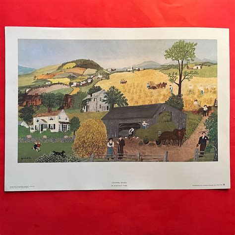 1947 vintage GRANDMA MOSES print - IN HARVEST TIME - american FOLK ART - NOS NEW | #4621883468