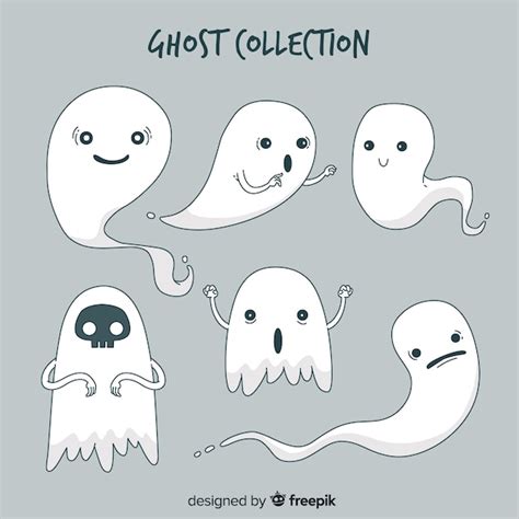 Free Vector Lovely Hand Drawn Halloween Ghost Collection