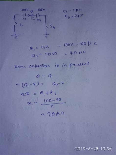 In The Circuit Sown In Figure C Mu F And C Mu F Capacitor