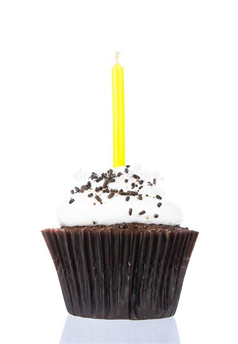 Birthday Cupcake With Candle Isolate Stock Image Image Of Isolated Gourmet 47356171