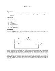 Lab report RC circuits.docx - RC Circuits Objectives: To observe the ...