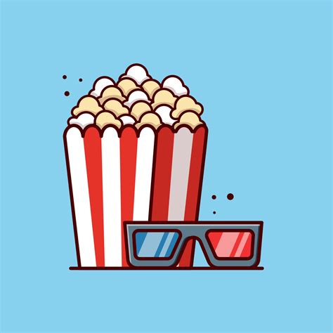 Popcorn and movie glasses cartoon vector icon illustration 16664386 ...