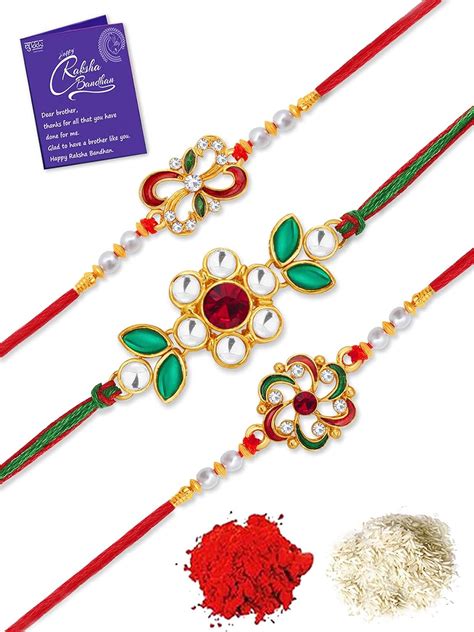 Sukkhi Rakhi Attractive Kundan Rakhi Combo Designer Gold Plated