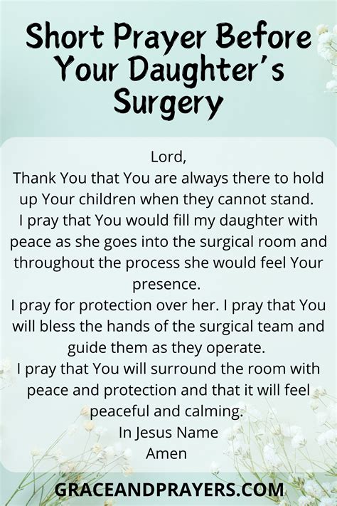 6 Impactful Prayers For Your Daughter Having Surgery - Grace and Prayers