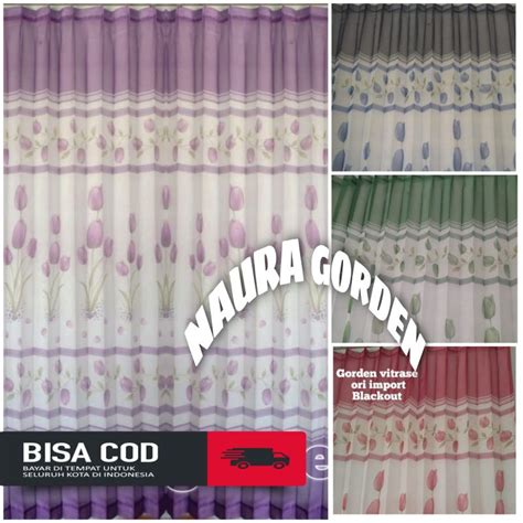 Jual Vitrase Dalaman Gorden Motif Bunga Tulip Model Cantol Jendela