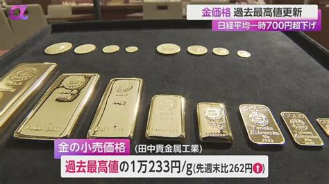 1グラム1万233円中東情勢緊迫で金が過去最高値 日経平均は一時700円超下げ “金一強”が続く可能性も｜fnnプライムオンライン