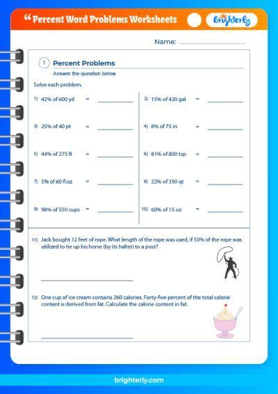 Free Printable Percent Word Problems Worksheets Pdfs