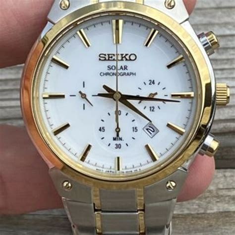 New Old Stock Seiko Solar Men Chronograph Watch V175 0cx0 Stainless Steel 42mm Watchcharts