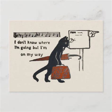 Travelling Black Cat Vintage Style Postcard Zazzle