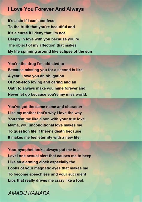 I Will Love You Forever Poem