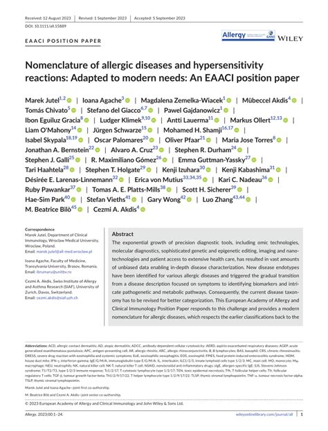 Pdf Nomenclature Of Allergic Diseases And Hypersensitivity Reactions