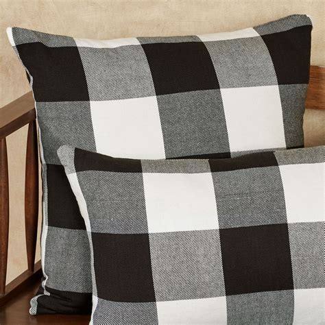 Rustic Buffalo Plaid Black and White Throw Blanket or Pillows