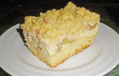 Rhabarberkuchen Mit Vanillecreme Und Streusel Recipesviva