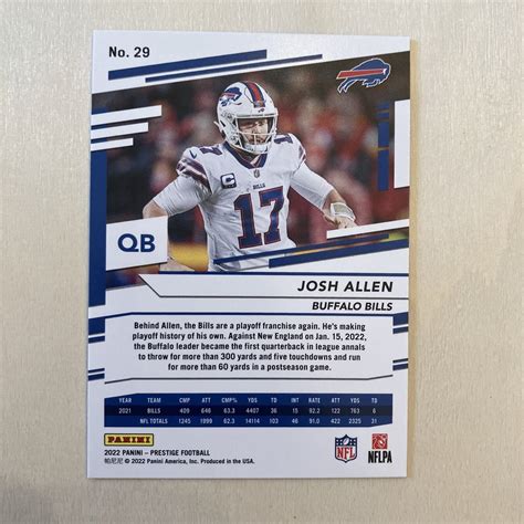 Josh Allen Panini Prestige Football Xtra Points Stars Buffalo