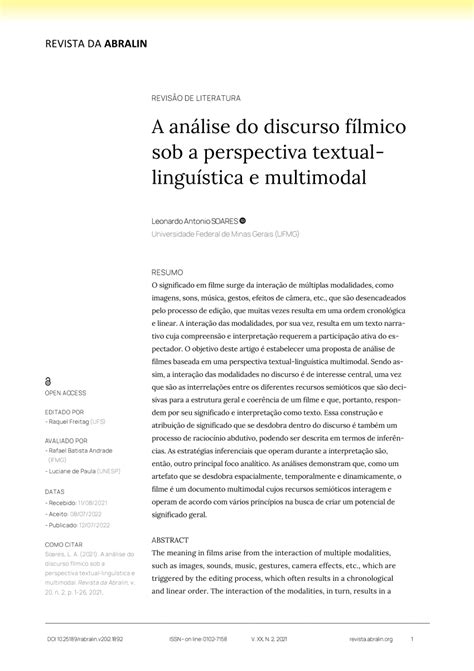 Pdf A Análise Do Discurso Fílmico Sob A Perspectiva Textual