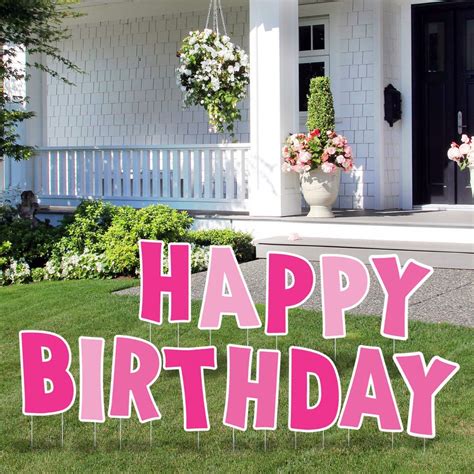 Buy Qps Pink Happy Birthday Yard Letters With Stakes Lawn Signs Happy Birthday Outdoor