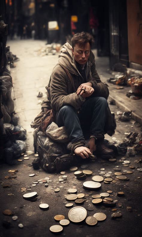 Moral Turtle Elon Musk Sitting On The Sidewalk Dressed As A Beggar