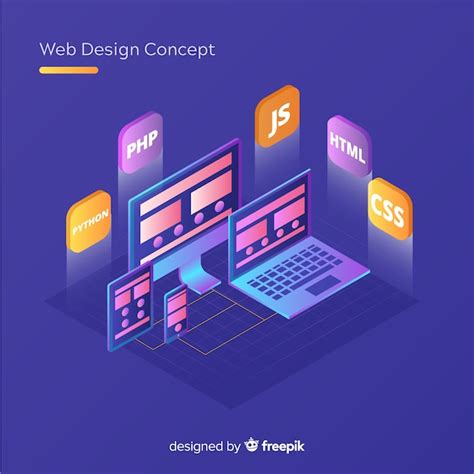 Concepto moderno de diseño web con vista isométrica Vector Premium