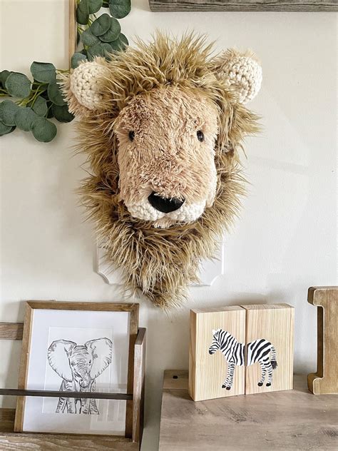 Faux Lion Taxidermy Plush Lion Head Wall Mount Lion Nursery Etsy Uk