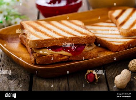 peanut butter sandwich with jam Stock Photo - Alamy