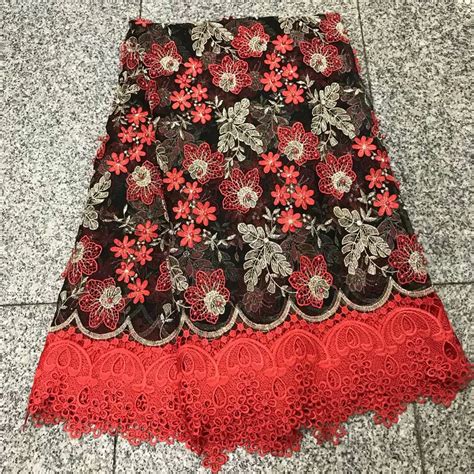 Fashion African Lace Fabric High Quality Red Lace Nigerian Lace Fabric