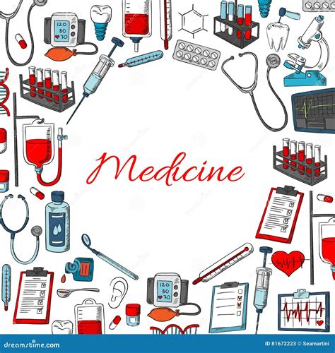 Medicine Poster Of Vector Medical Items Stock Vector Illustration Of