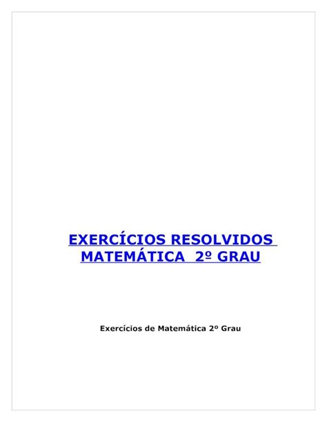 Pdf Exerc Cios Resolvidos De Matem Tica Grau Pdf File