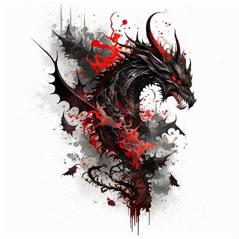 Dragon Tattoo Design White Background PNG File Download High Resolution ...