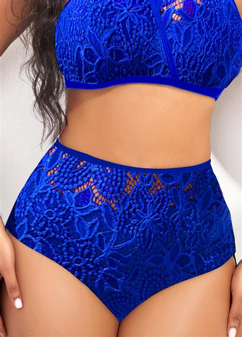 Cut Out Lace Royal Blue Bikini Top Rosewe USD 15 28