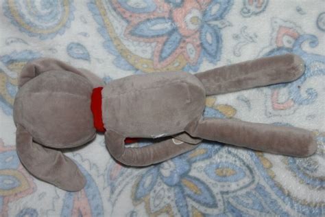 Doudou OBAIBI lapin gris blanc raye écharpe rouge 40 cm eBay