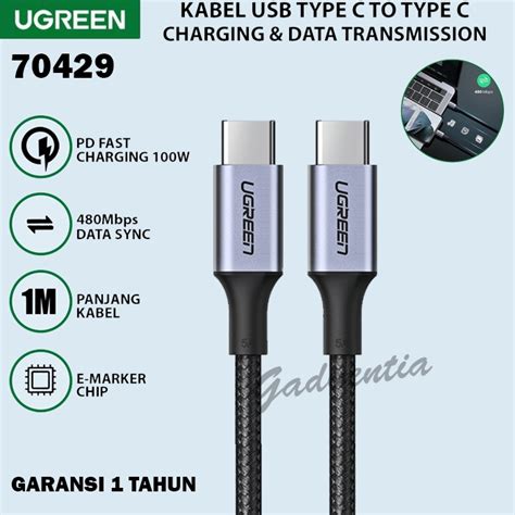 Jual Ugreen Kabel Data Charger Usb C To Type C PD 100W QC4 0 QC3 0 For