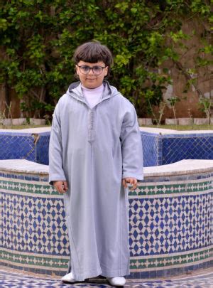 Caftan Enfants Mlifa De Soie En Gris Univers Tradition