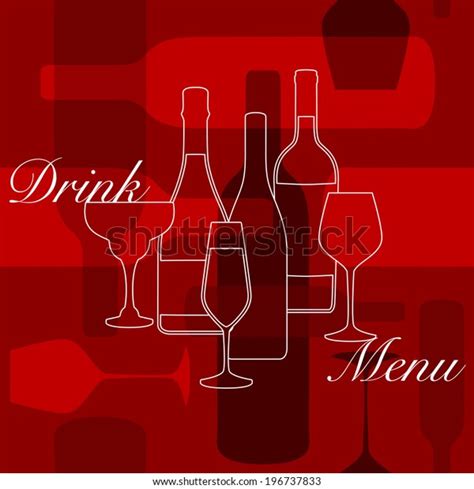 Vector Drink Menu Design Wine Bottle Stock Vector Royalty Free 196737833 Shutterstock