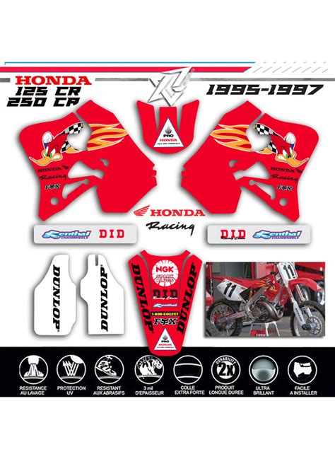 Xride fr vous propose Kit déco rouge 125cr 250CR 1995 à 1997 american