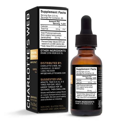 Charlottes Web Original Formula Cbd Oil 50mg Olive Oil Natural Full