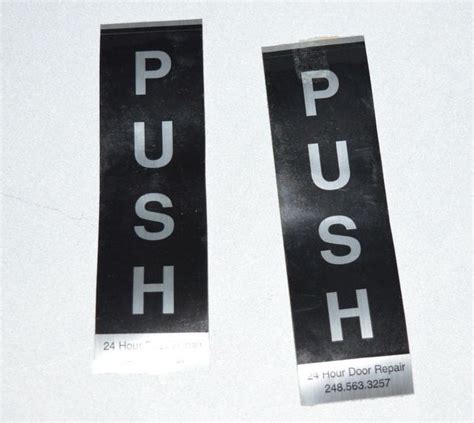 Commercial Grade Push/Pull Stickers 4.25" x 1.5" - 2 pcs.(1 Push and ...