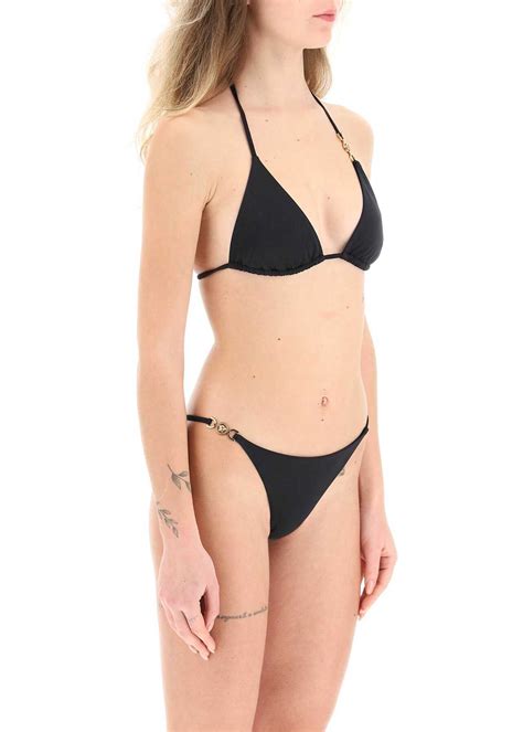 Sutiene Versace Medusa Triangle Bikini Top Black Femei Bm