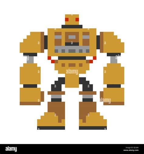 Robot Pixel Art 8 Bit Cyborg Warrior Future Vector Illustration Stock