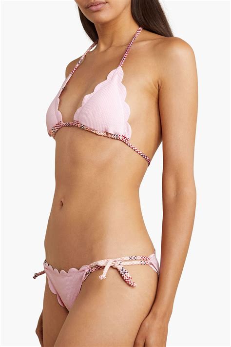 Marysia Mott Reversible Scalloped Stretch Seersucker Low Rise Bikini