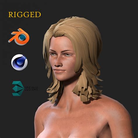 Beautiful Naked Woman Rigged 3d Game Character Low Poly 3d Model Cad