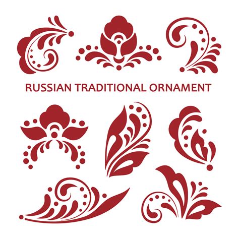 Floral design elements in russian traditional folk style. Monochrome khohloma decor elements ...