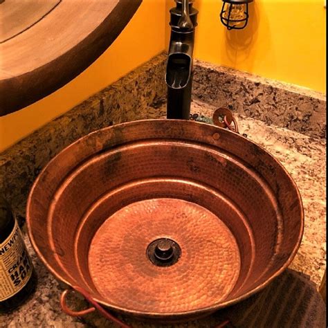 Simplycopper 15 Copper Vessel Bucket Bathroom Sink With Decorative