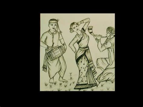 Bihu Special Pencil Sketch Drawing Sketch Of Bihu Dance Drawing